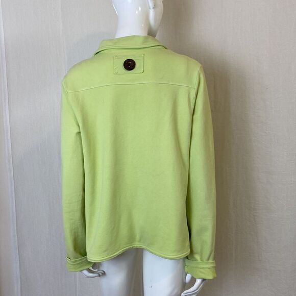 Fresh Produce Jacket Boxy Fit Soft Lime Color Large Wooden Buttons Cotton SZ Med - Picture 4 of 6